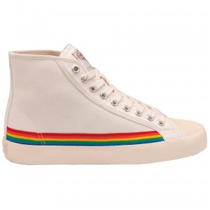 Basket Gola Vegan Classics High Rainbow Drop Femme Blanche | 5803-IRAGH