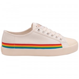 Basket Gola Vegan Classics Rainbow Drop Femme Blanche | 1365-XNKJO