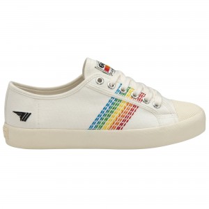 Basket Gola Vegan Classics Rainbow Stitch Femme Blanche | 0625-VGDMT