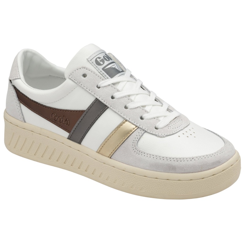 Basket Gola Classics Trident Metallic Femme Blanche | 3285-HMSVX