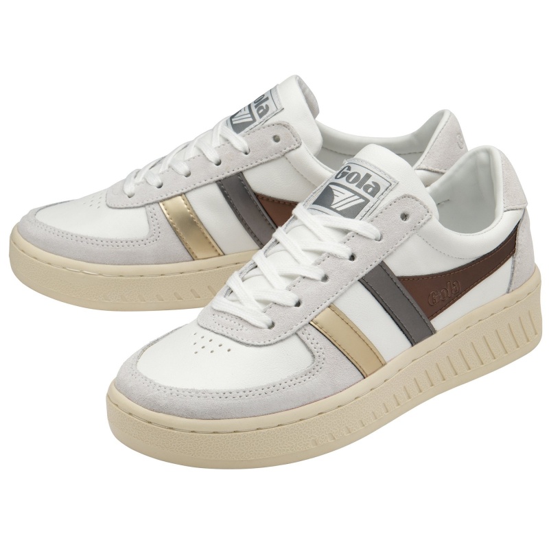 Basket Gola Classics Trident Metallic Femme Blanche | 3285-HMSVX