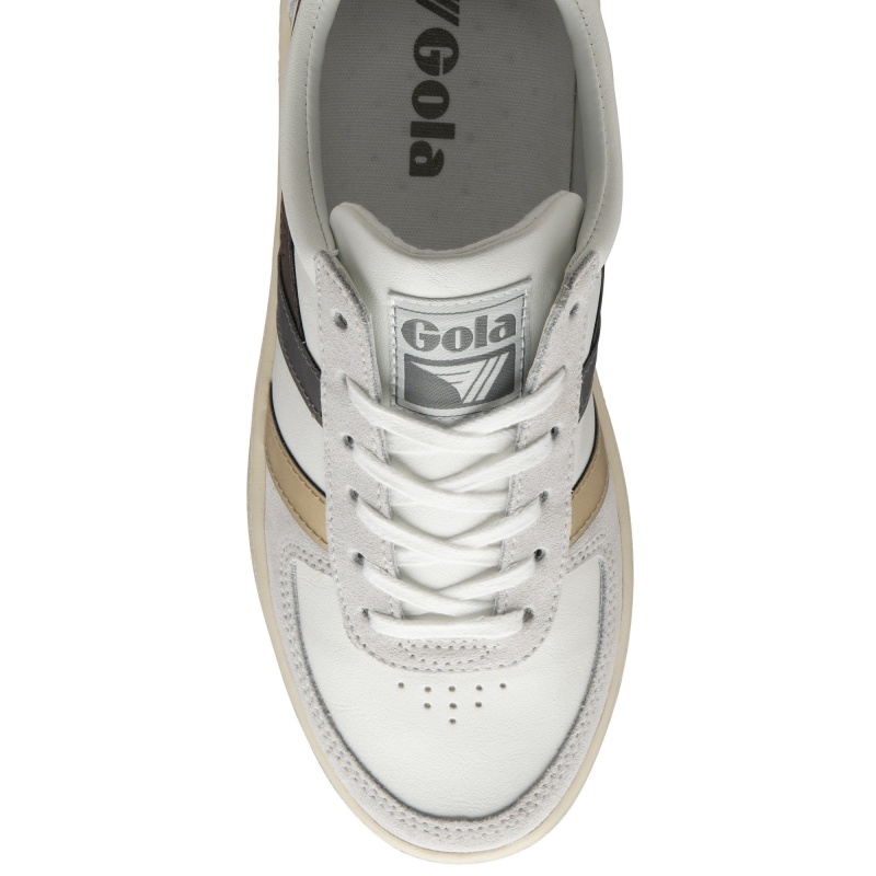 Basket Gola Classics Trident Metallic Femme Blanche | 3285-HMSVX