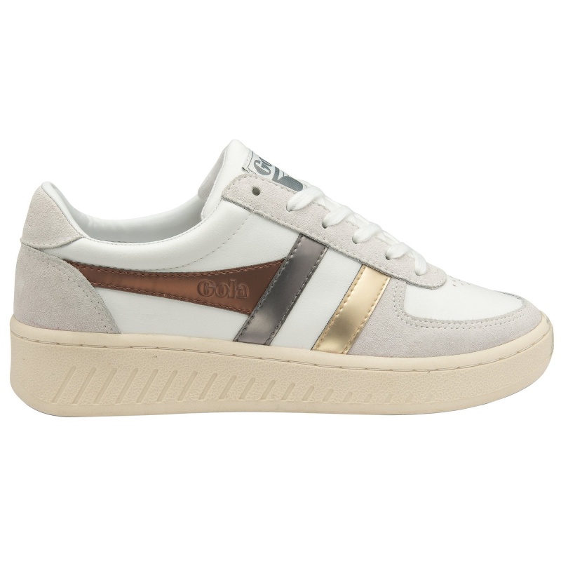 Basket Gola Classics Trident Metallic Femme Blanche | 3285-HMSVX