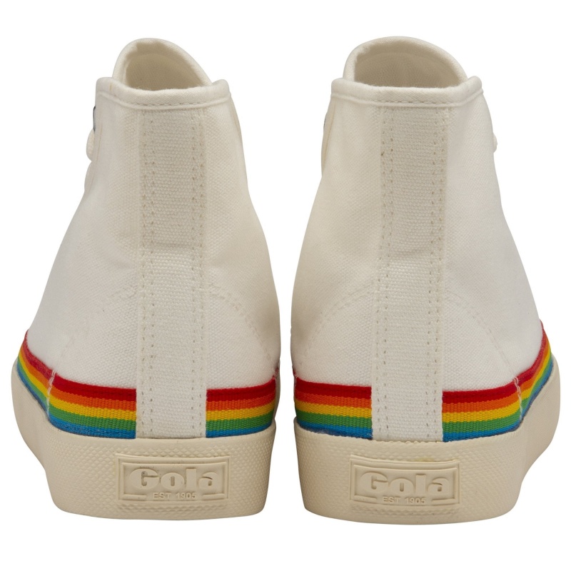 Basket Gola Vegan Classics High Rainbow Drop Femme Blanche | 5803-IRAGH