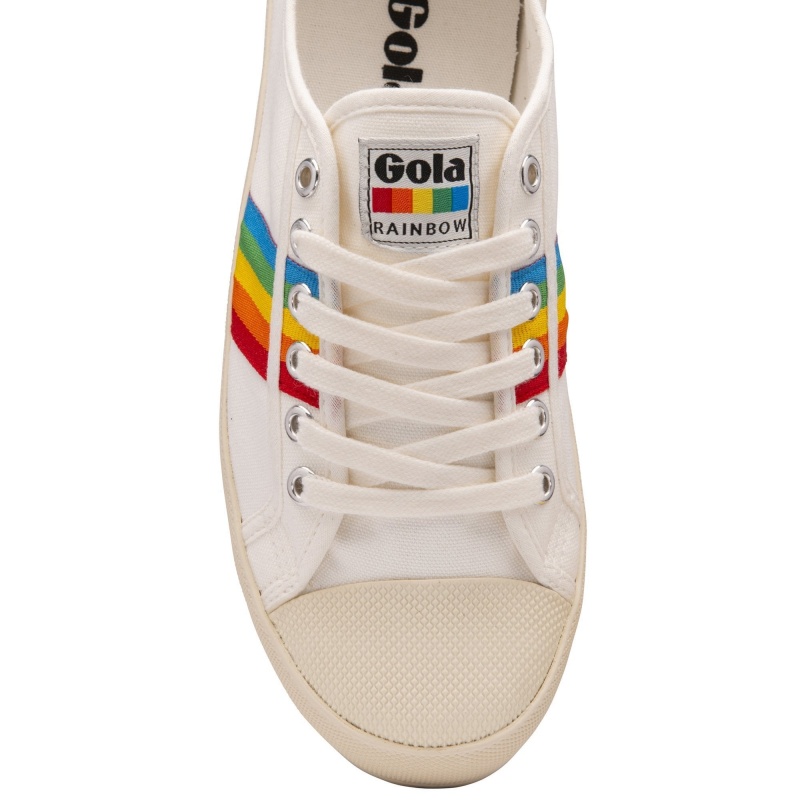 Basket Gola Vegan Classics Peak Rainbow Femme Blanche | 2043-SICDF