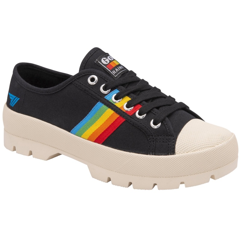 Basket Gola Vegan Classics Peak Rainbow Femme Noir | 3072-VFPLS