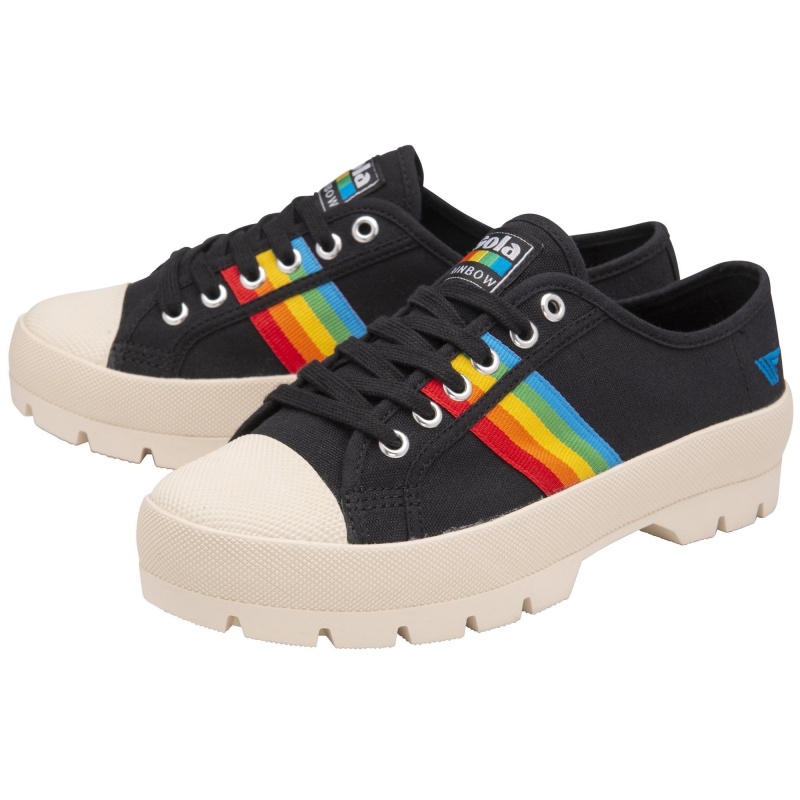 Basket Gola Vegan Classics Peak Rainbow Femme Noir | 3072-VFPLS