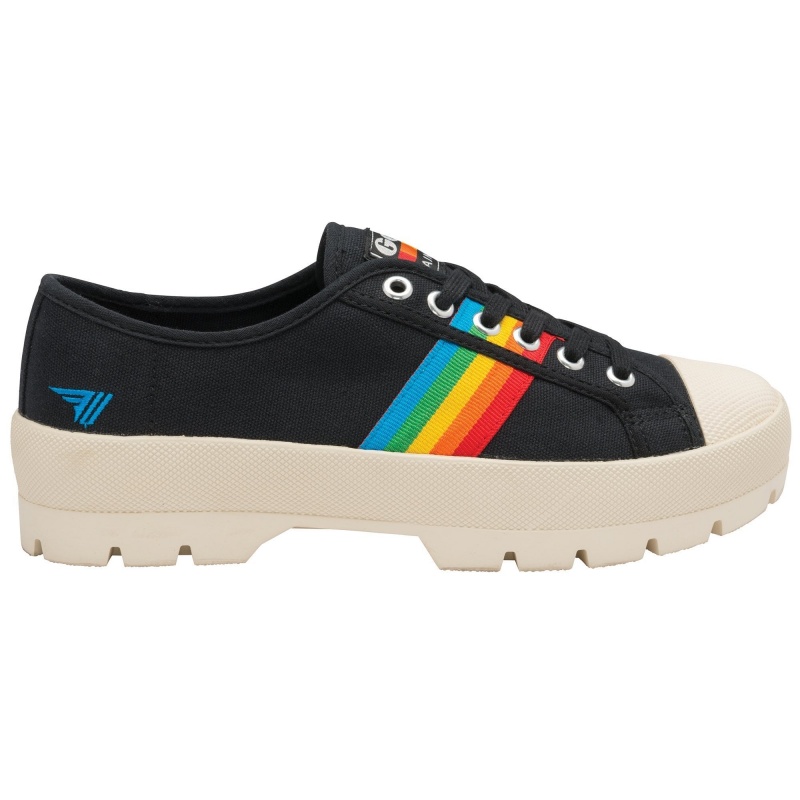 Basket Gola Vegan Classics Peak Rainbow Femme Noir | 3072-VFPLS