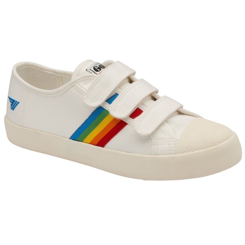 Basket Gola Vegan Classics Rainbow Brides Femme Blanche | 2863-FBUZJ