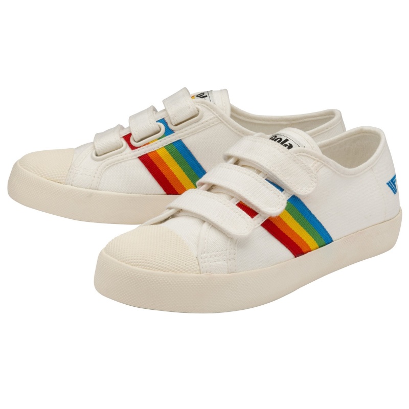 Basket Gola Vegan Classics Rainbow Brides Femme Blanche | 2863-FBUZJ