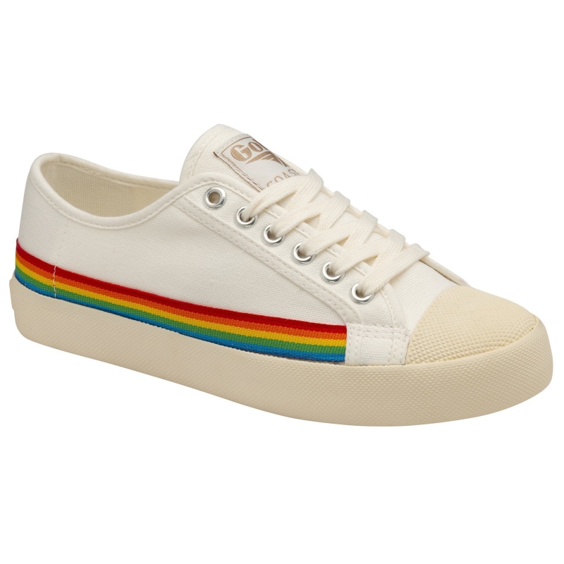 Basket Gola Vegan Classics Rainbow Drop Femme Blanche | 1365-XNKJO