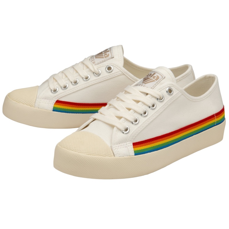 Basket Gola Vegan Classics Rainbow Drop Femme Blanche | 1365-XNKJO