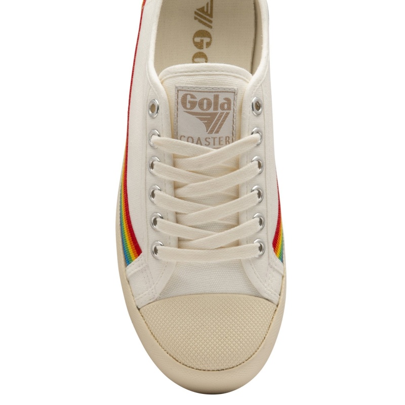 Basket Gola Vegan Classics Rainbow Drop Femme Blanche | 1365-XNKJO