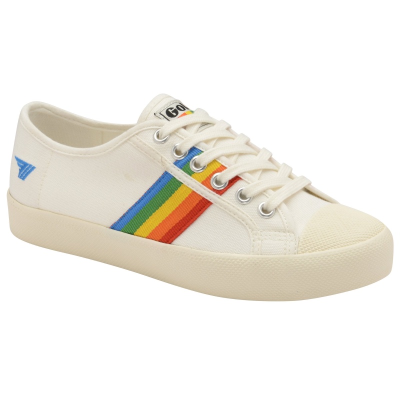 Basket Gola Vegan Classics Rainbow Femme Blanche | 2160-ZTMNV