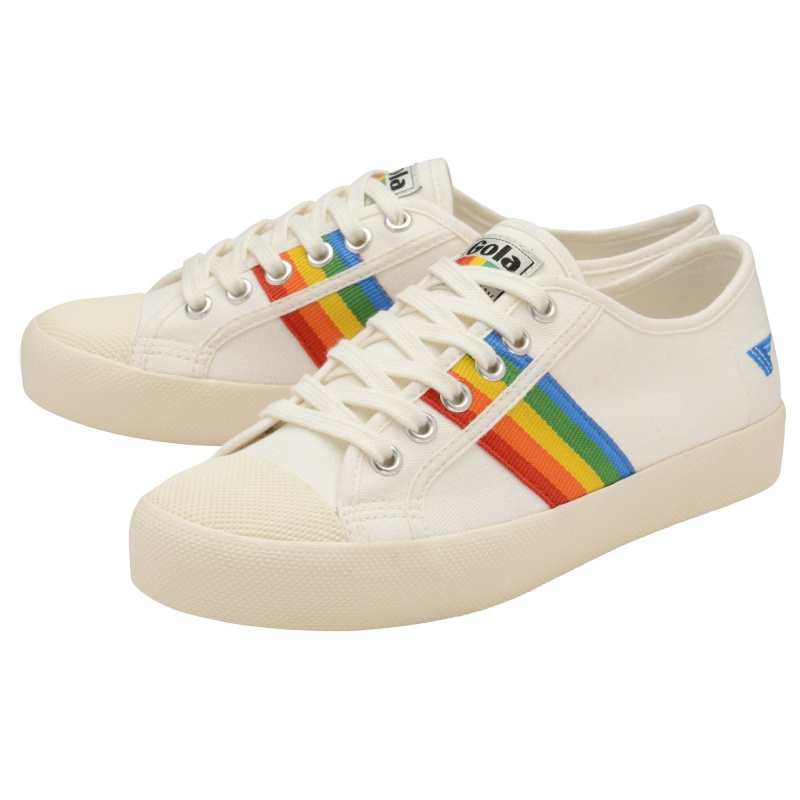 Basket Gola Vegan Classics Rainbow Femme Blanche | 2160-ZTMNV