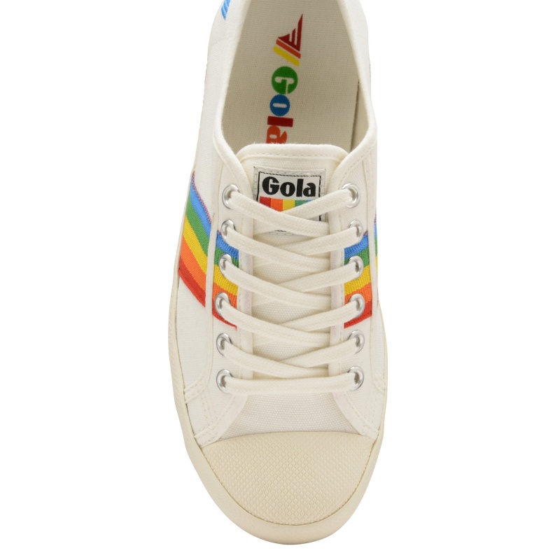 Basket Gola Vegan Classics Rainbow Femme Blanche | 2160-ZTMNV