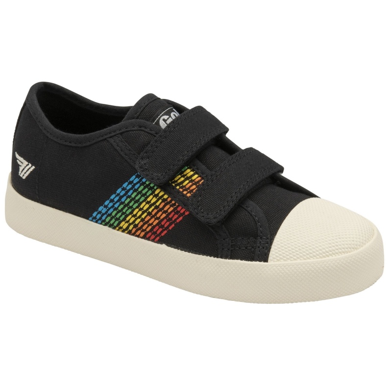 Basket Gola Vegan Classics Rainbow Stitch Brides Enfant Noir | 1374-TVIKR