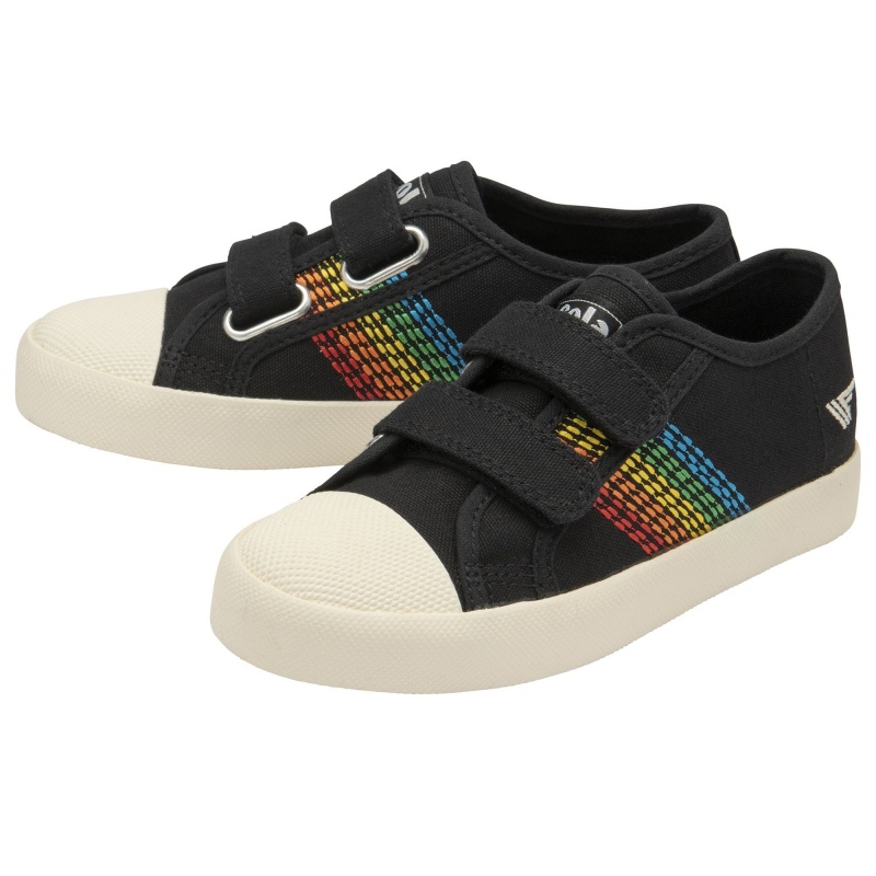 Basket Gola Vegan Classics Rainbow Stitch Brides Enfant Noir | 1374-TVIKR