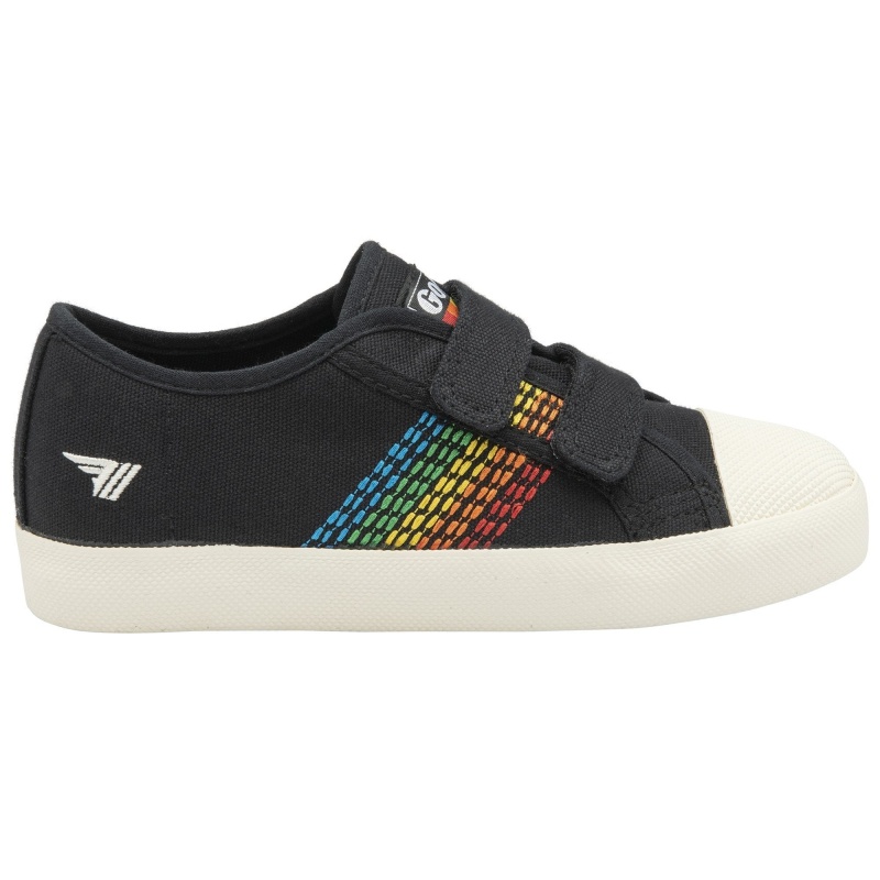 Basket Gola Vegan Classics Rainbow Stitch Brides Enfant Noir | 1374-TVIKR