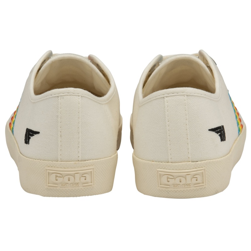 Basket Gola Vegan Classics Rainbow Stitch Femme Blanche | 0625-VGDMT