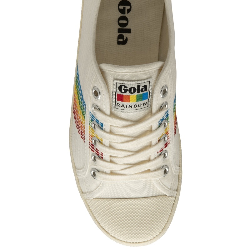 Basket Gola Vegan Classics Rainbow Stitch Femme Blanche | 0625-VGDMT