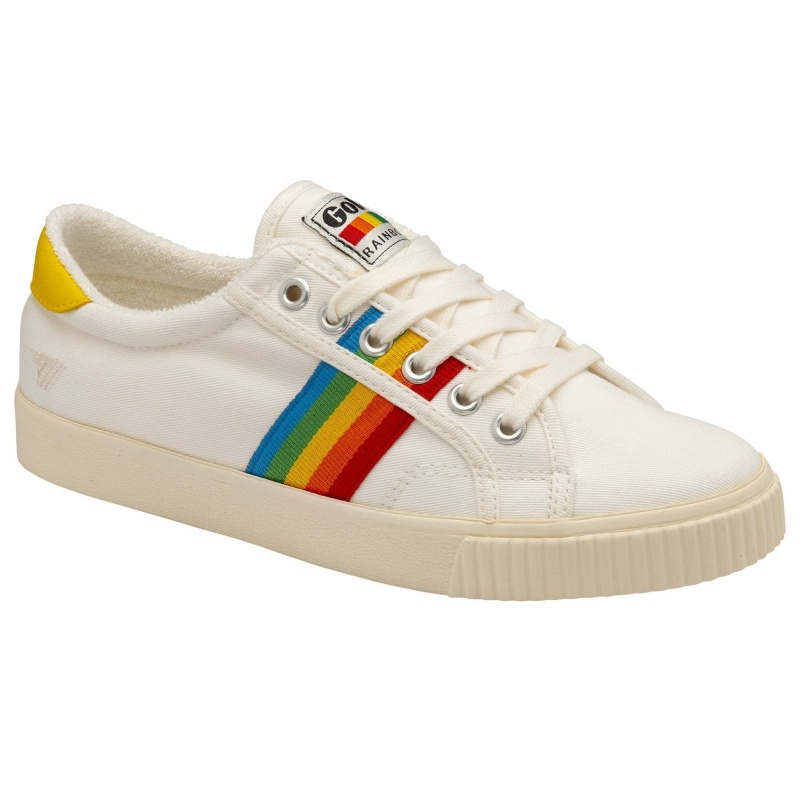 Basket Gola Vegan Classics Tennis Rainbow II Femme Blanche | 2376-KEUQG