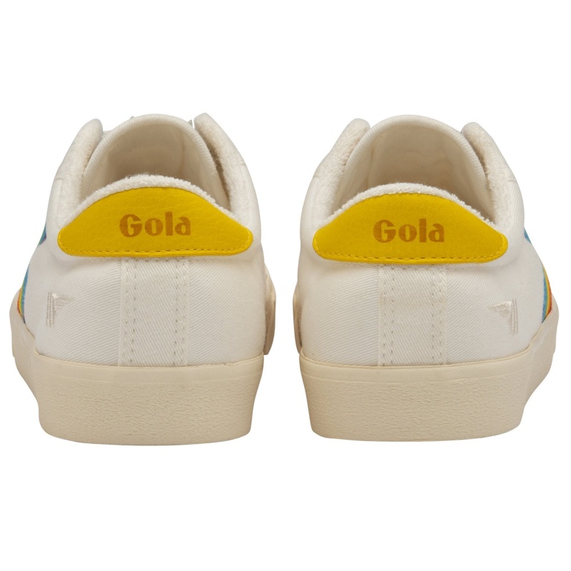 Basket Gola Vegan Classics Tennis Rainbow II Femme Blanche | 2376-KEUQG