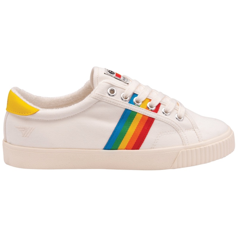 Basket Gola Vegan Classics Tennis Rainbow II Femme Blanche | 2376-KEUQG